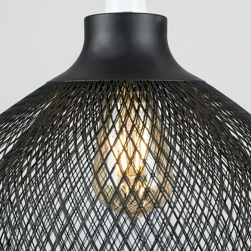 image 1 of ValueLights Retro Steampunk Matt Black Mesh Design 2 Tier Ceiling Pendant Light Shade