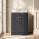 image 6 of Balterley Swynnerton Traditional 2 Door Floor Standing Vanity Unit with Marble Basin, Dark Grey, 600mm
