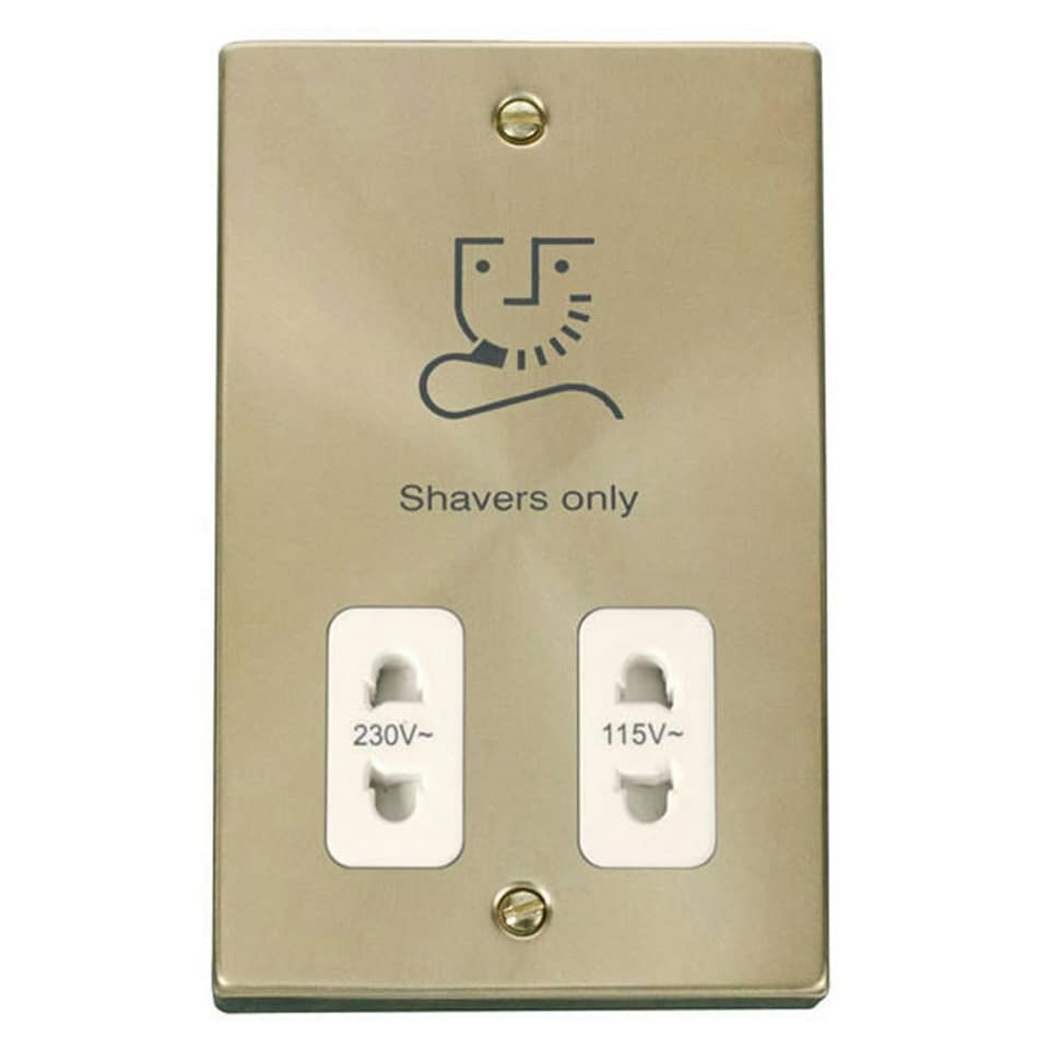 image 1 of SE HOME Satin / Brushed Brass Shaver Socket 115v/230v White | Satin Brass