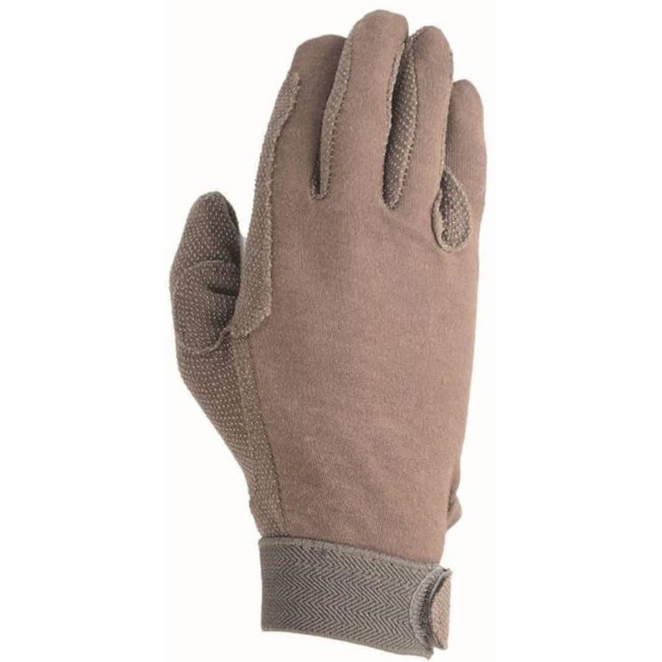 image 1 of Hy5 Adults Cotton Pimple Palm Riding Gloves - Brown - XS Brown | XS