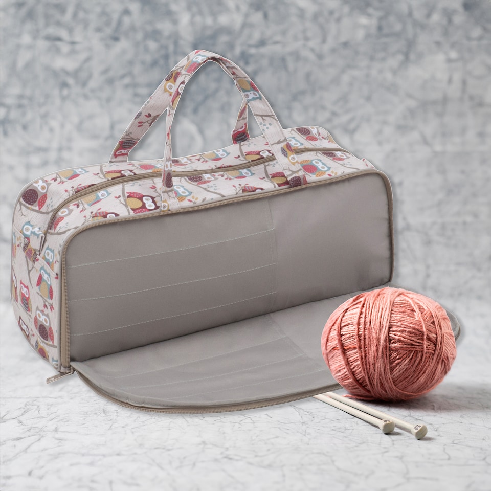 image 1 of Hobby Gift Knitting Storage Bag with Zipped Needle Case, Hoot