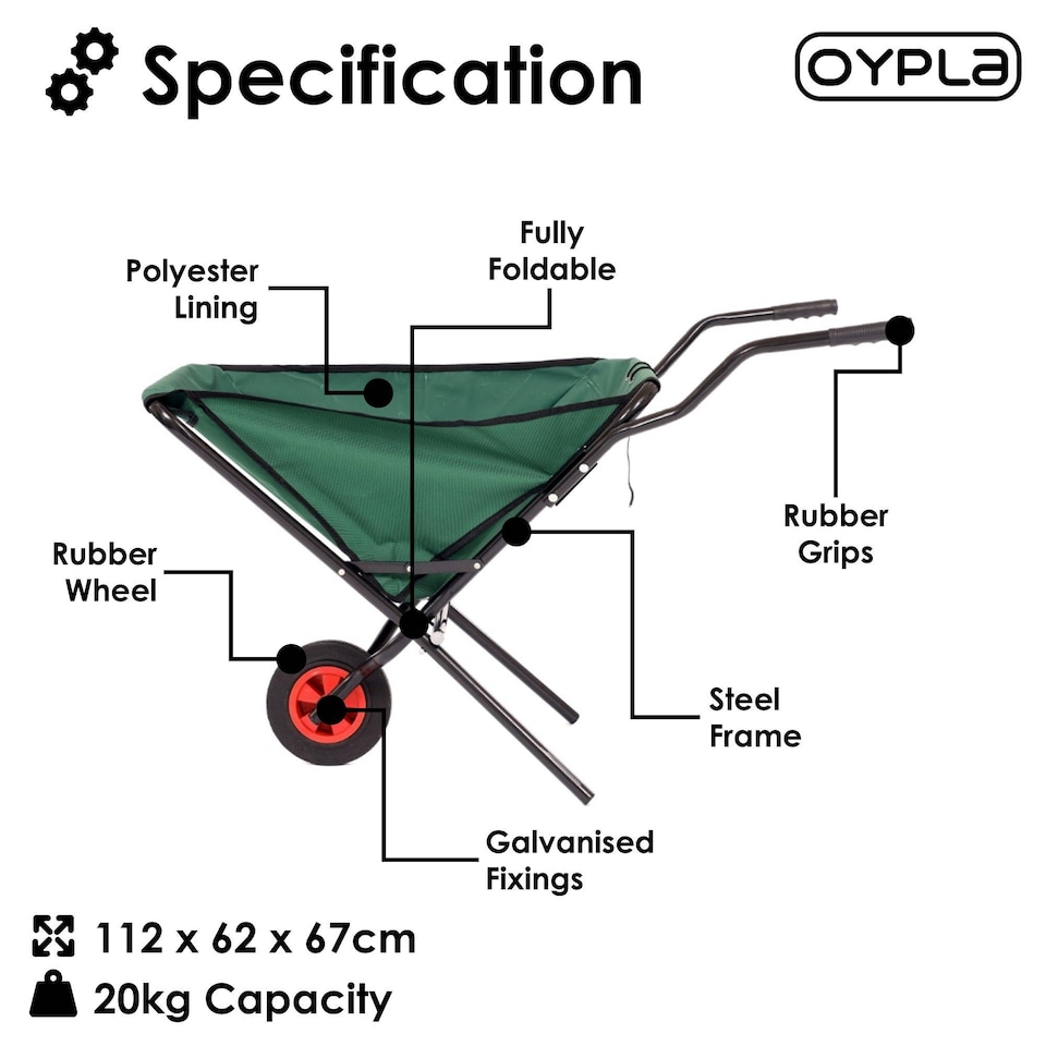 image 1 of Lightweight Folding Garden Wheelbarrow Foldable Wheel Barrow