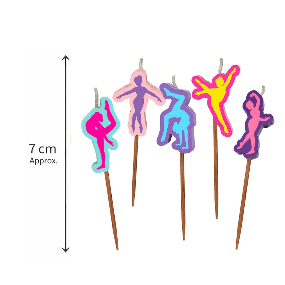image 1 of Gymnastics Birthday Candles Set Cake Topper