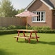 image 2 of Teamson Kids Children's Wooden Picnic Table with Umbrella for Outdoor Garden Play, Red
