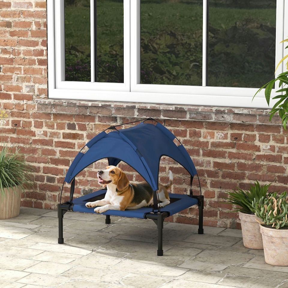 image 1 of PawHut Cooling Raised Dog Bed w/ Breathable Mesh, for S, M Dogs - Dark Blue