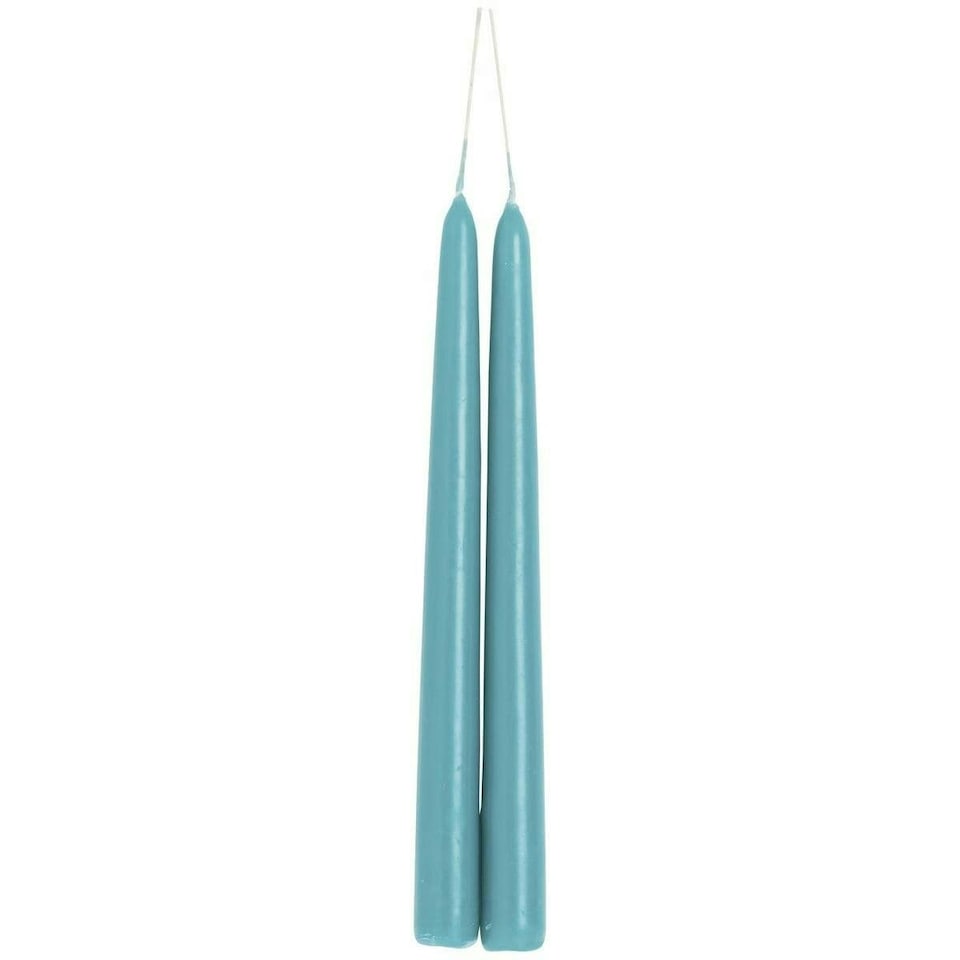 IHR Taper Candle Pair Solid Coloured Unscented Turquoise