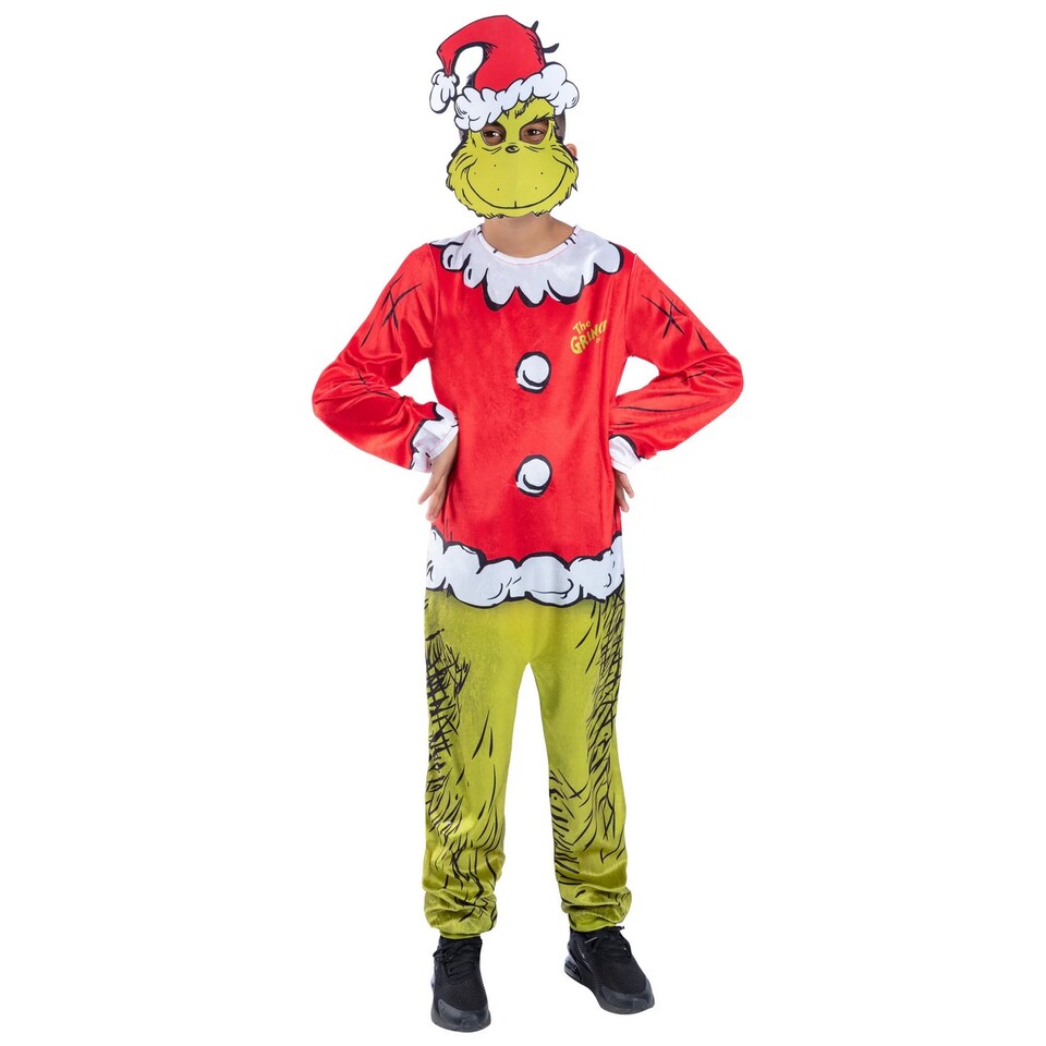 image 1 of The Grinch Childrens/Kids Dr. Seuss Santa Costume | Green | Green/Red | 10-12 years | 1