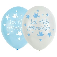 Amscan First Holy Communion Latex Balloons 11in - Blue/White - 6 Balloons