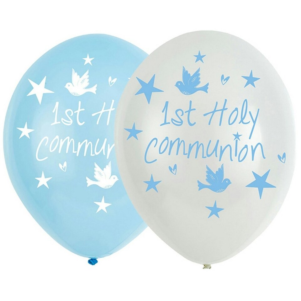 Amscan First Holy Communion Latex Balloons 11in - Blue/White - 6 Balloons