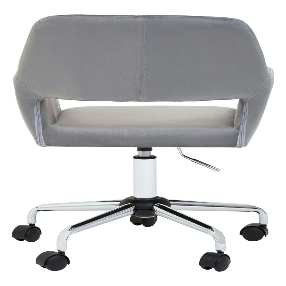 image 1 of Interiors By Premier Ergonomic Grey Velvet And Chrome Base Home Office Chair, Comfortable Work From Home Chair, Movable Chair