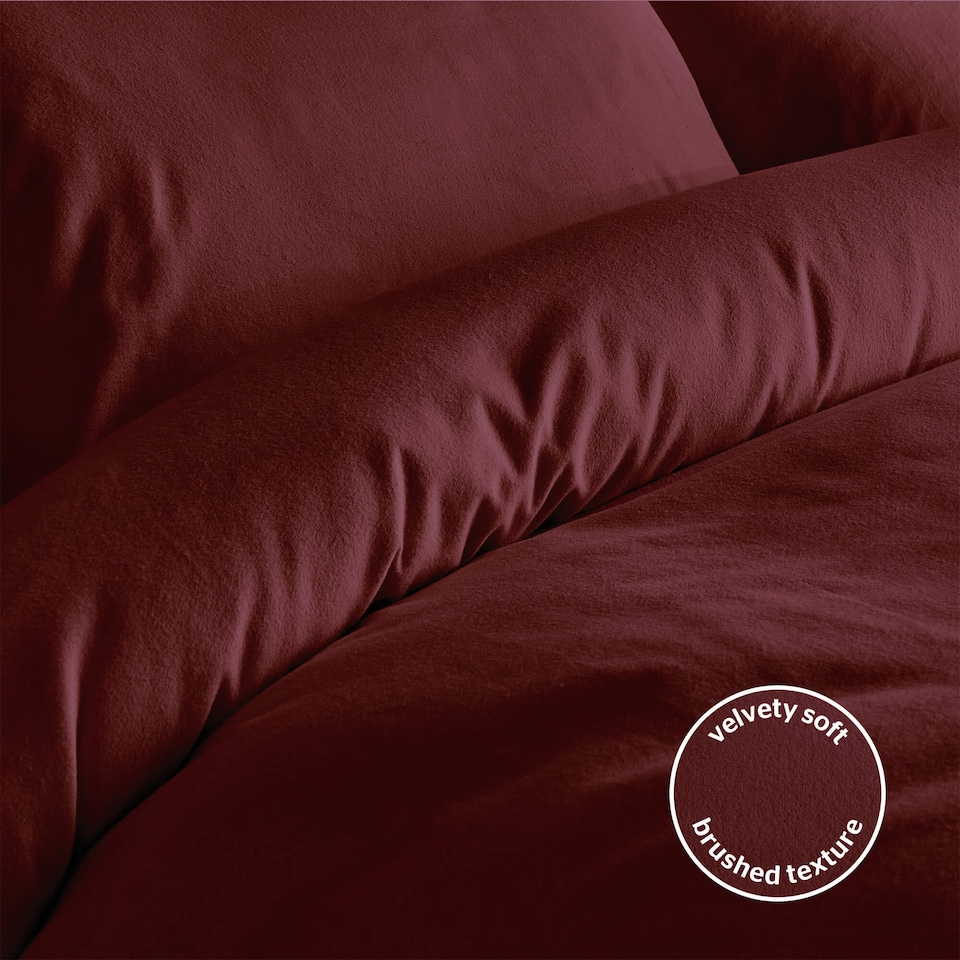 image 1 of Silentnight Brushed Cotton Duvet Cover Set, Burgundy