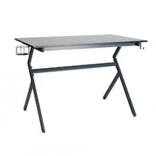 Grey Ergonomic PC Gaming Office Computer Desk with Headphone Hook