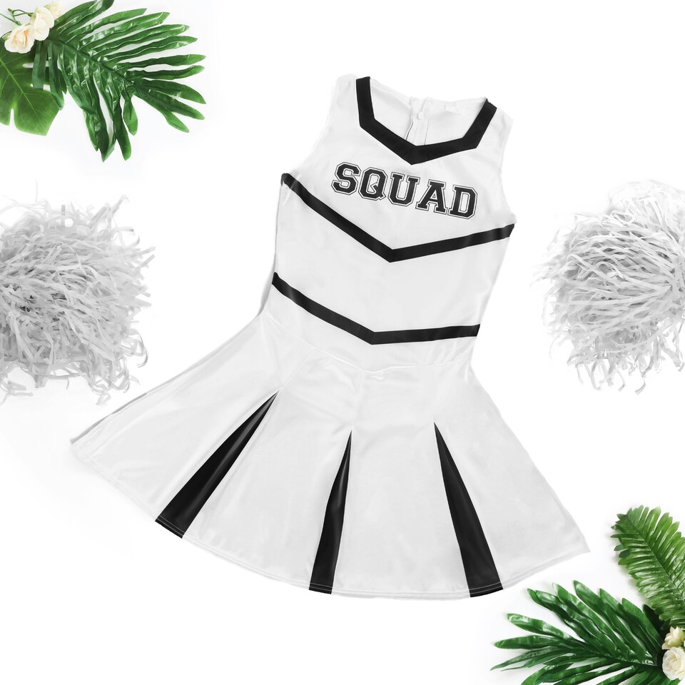 image 1 of White Cheerleader Fancy Dress Costume White | S