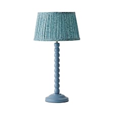 ValueLights Bobbin Pastel Blue Table Lamp Leaf Pleated Shade