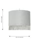 image 7 of First Choice Lighting Set of 2 Fringed Silvery Grey 23cm Fringed Velvet Pendant Shades Silver