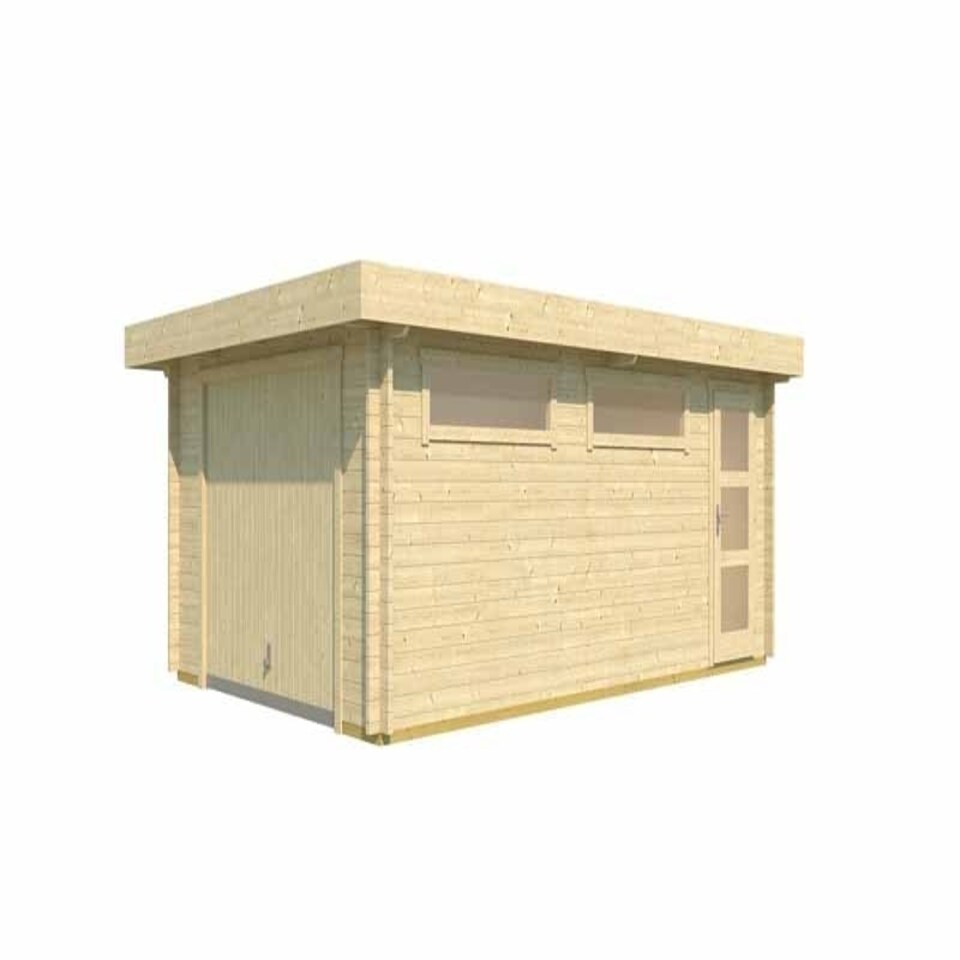 image 1 of Canberra + door Hormann-Log Cabin, Wooden Garden Room, Timber Summerhouse, Home Office - L422.7 x W600 cm Brown