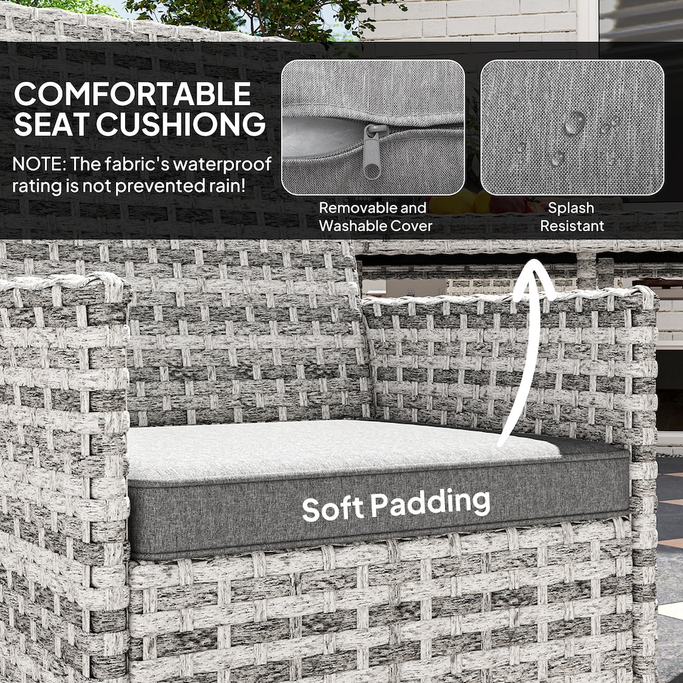 image 1 of Outsunny 4 Seater Rattan Garden Furniture Set with Cushion, Mixed-Grey