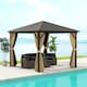 image 2 of Outsunny 3x3(m) Hardtop Gazebo Outdoor Shelter with Aluminium Frame | Brown | Bronze Tone, Brown | 298 x 298 x 260cm | 1