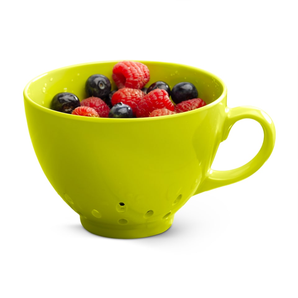 image 1 of Zeal Berry Colander Cup, Melamine Fruit and Berry Strainer, Lime Green