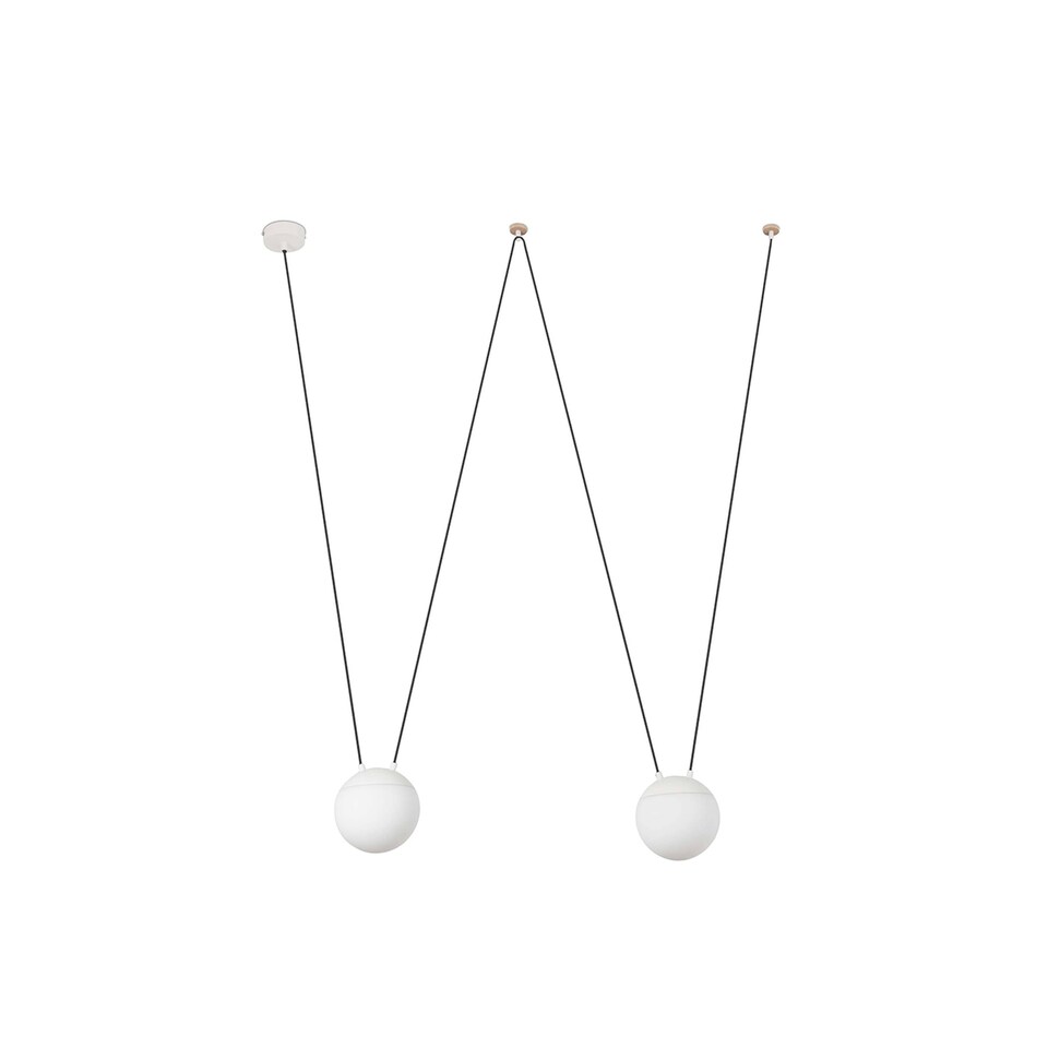 image 1 of Mine 2 Light Ceiling Pendant White, Wood, E27