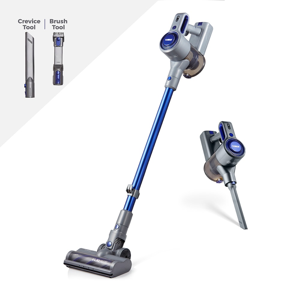 image 1 of Tower VL30 Cordless 3-in-1 Vacuum Cleaner with HEPA Filter, 1L, 150W, 22.2V, Blue & Grey, T513003