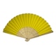 image 2 of Yellow Paper Foldable Hand Held Bamboo Wooden Fan by Parev