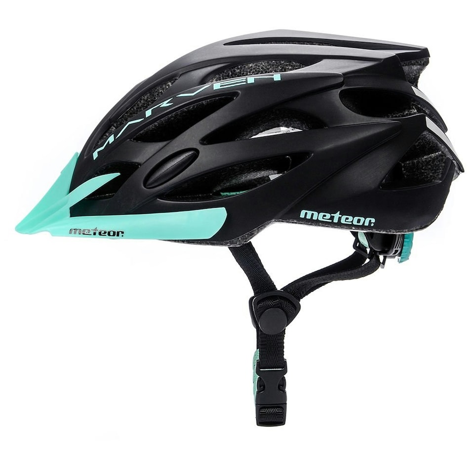 image 1 of Meteor Marven Cycle Helmet MTB Bike Skateboard Scooter Safety Gear Black | Black/Cyan  | L