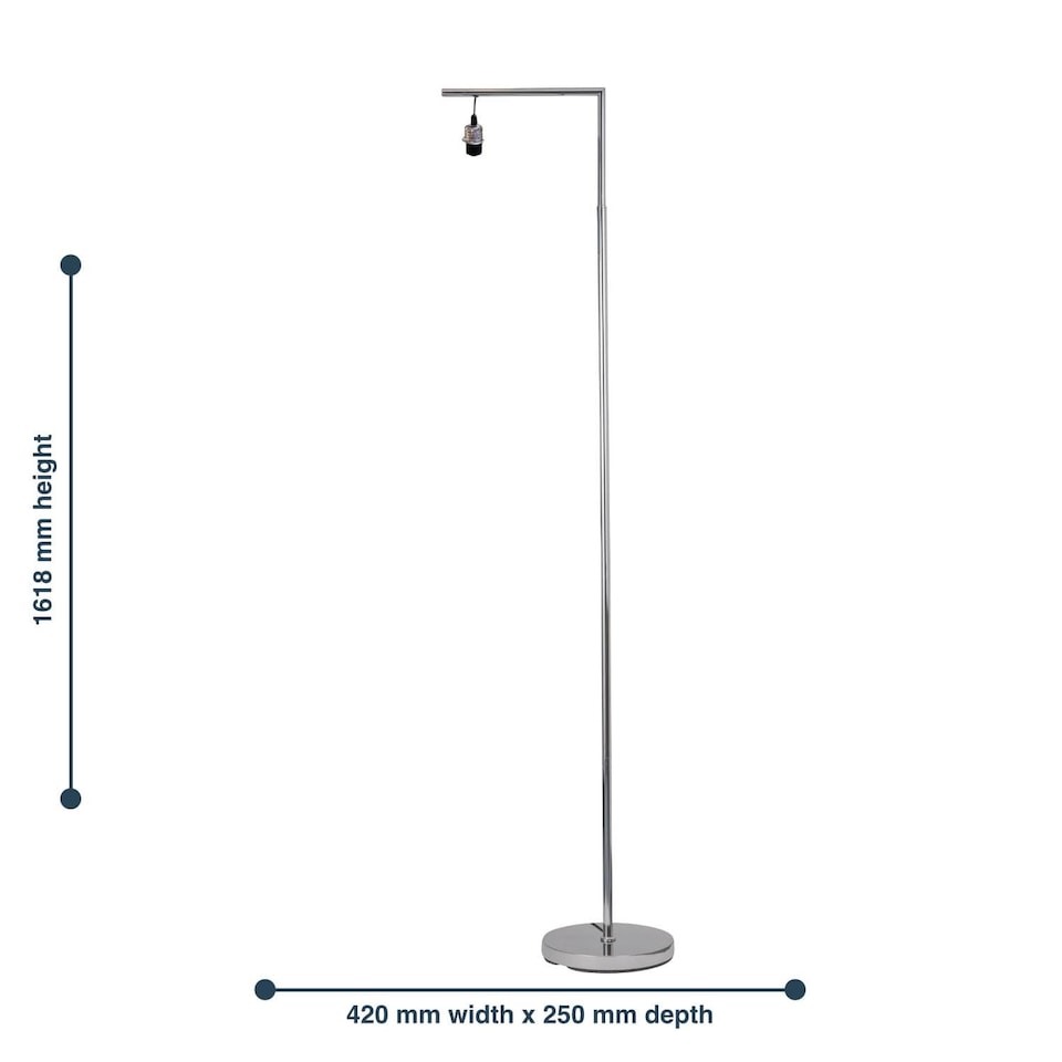 image 1 of Chrome Angled Floor Lamp Base Only | Chrome | Small | 1