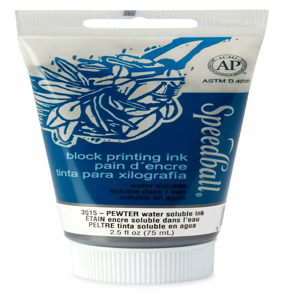 Speedball Water-Soluble Block Ink, Pewter, 2.5oz