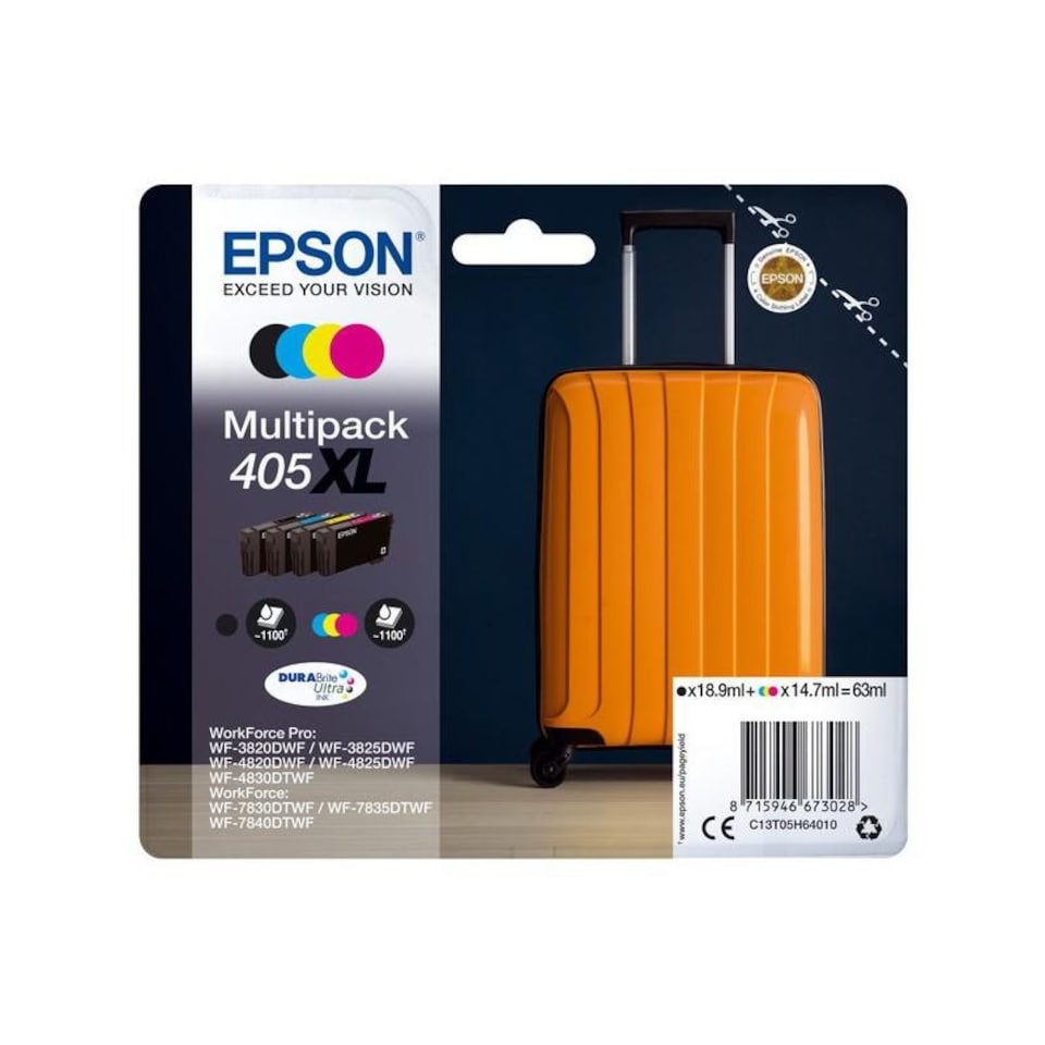 Epson 405XL Black CMY High Yield Ink Cartridge 63ml - C13T05H64010 N/A