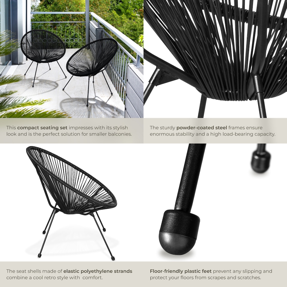 image 1 of Garden chairs in retro design set of 2 | Black | black | 1