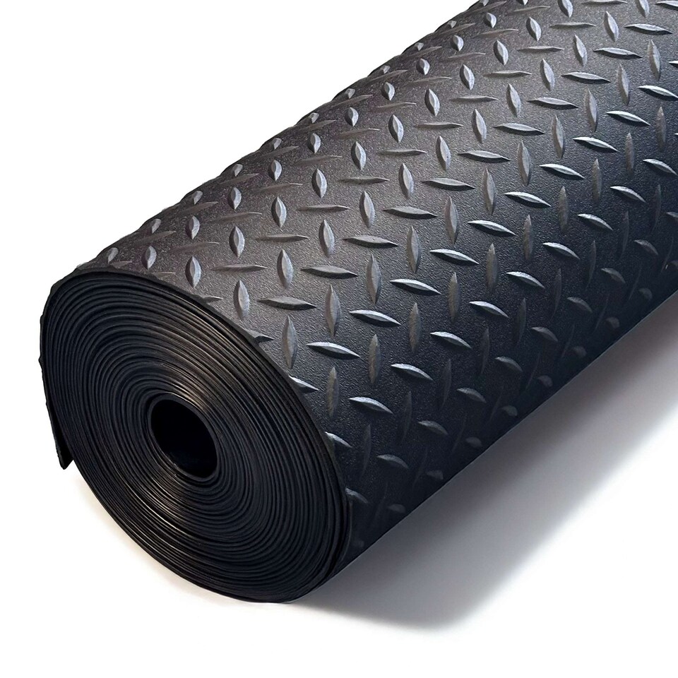image 1 of Heavy Duty Diamond Pattern Rubber Flooring | Black | 11m