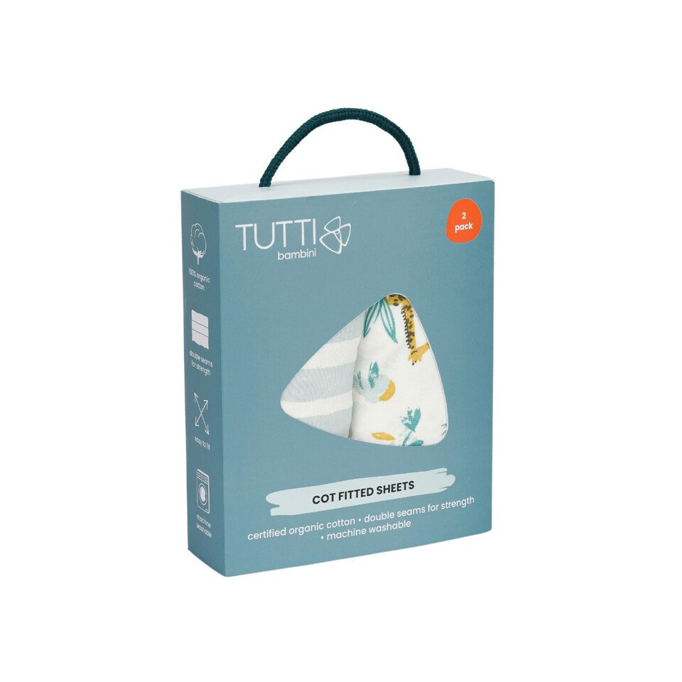 image 1 of Tutti Bambini Cot Fitted Sheets 2pk - Run Wild