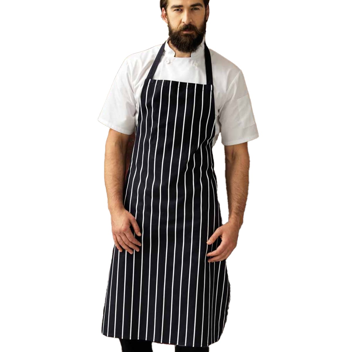 Premier Striped Woven Full Apron Black Black/Grey One Size 1