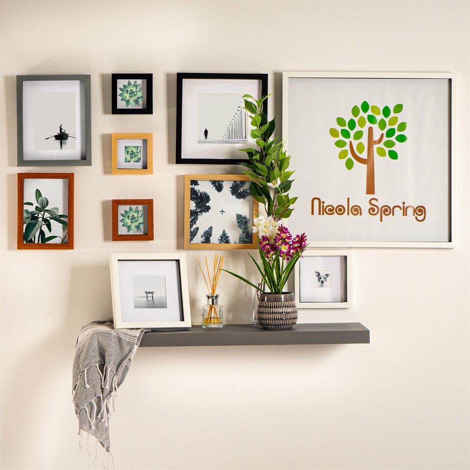 image 1 of Nicola Spring 10 x 10" Photo Frames - Grey/White Mount - 3D Picture Frame Box Portrait Display Case (53 x 53cm) Set of 2