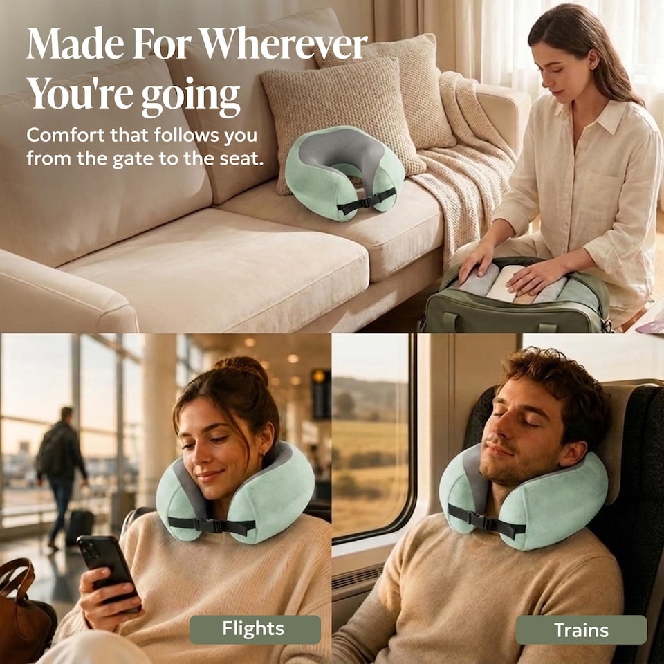 image 1 of Lugg Memory Foam Travel Pillow with Storage Bag 360 Degree Neck Support