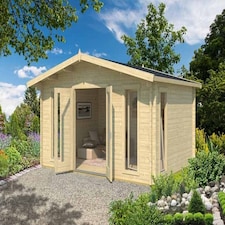 Elgin 44 w/o doors + Elgin 44 DGP+-Log Cabin, Wooden Garden Room, Timber Summerhouse, Home Office - L527.9 x W430 x H267.9 cm Brown