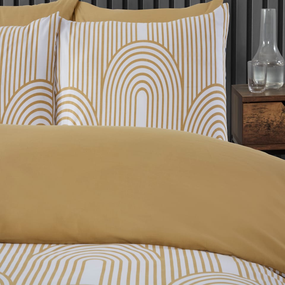 image 1 of Arches Geometric Cotton Blend Duvet Cover Set with Pillowcase