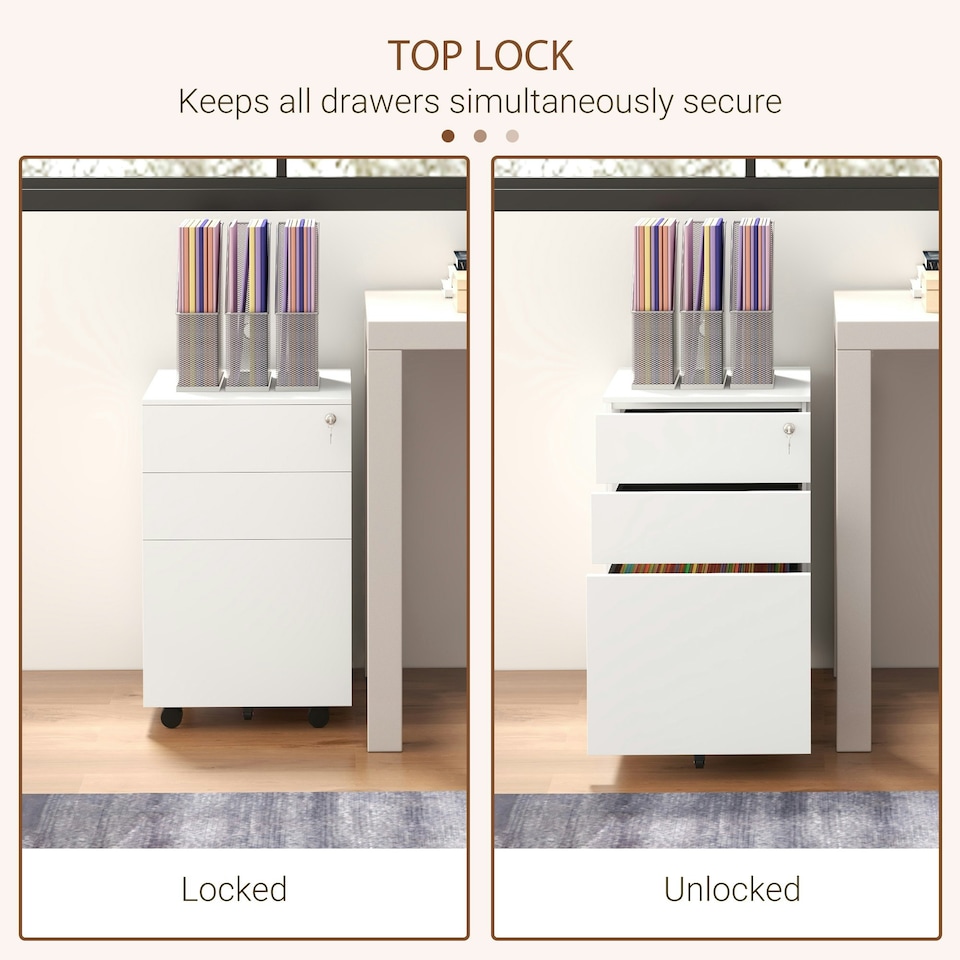 image 1 of Vinsetto File Cabinet with Lock Hanging Bar for Letter A4 Legal Size White
