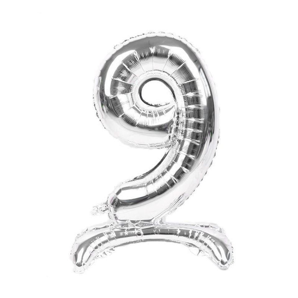 Realmax Standing Number 9 Foil Balloon - Silver - One Size