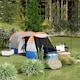 image 2 of Outsunny 2-3 Man Camping Tunnel Tent with Bedroom and Living Room, Orange 
