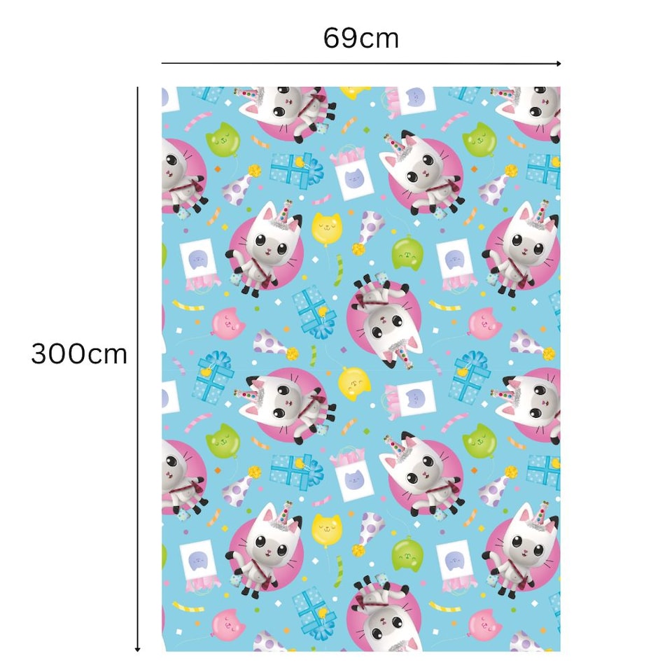 image 1 of Gabby's Dollhouse 3m Roll Wrapping Paper | Blue