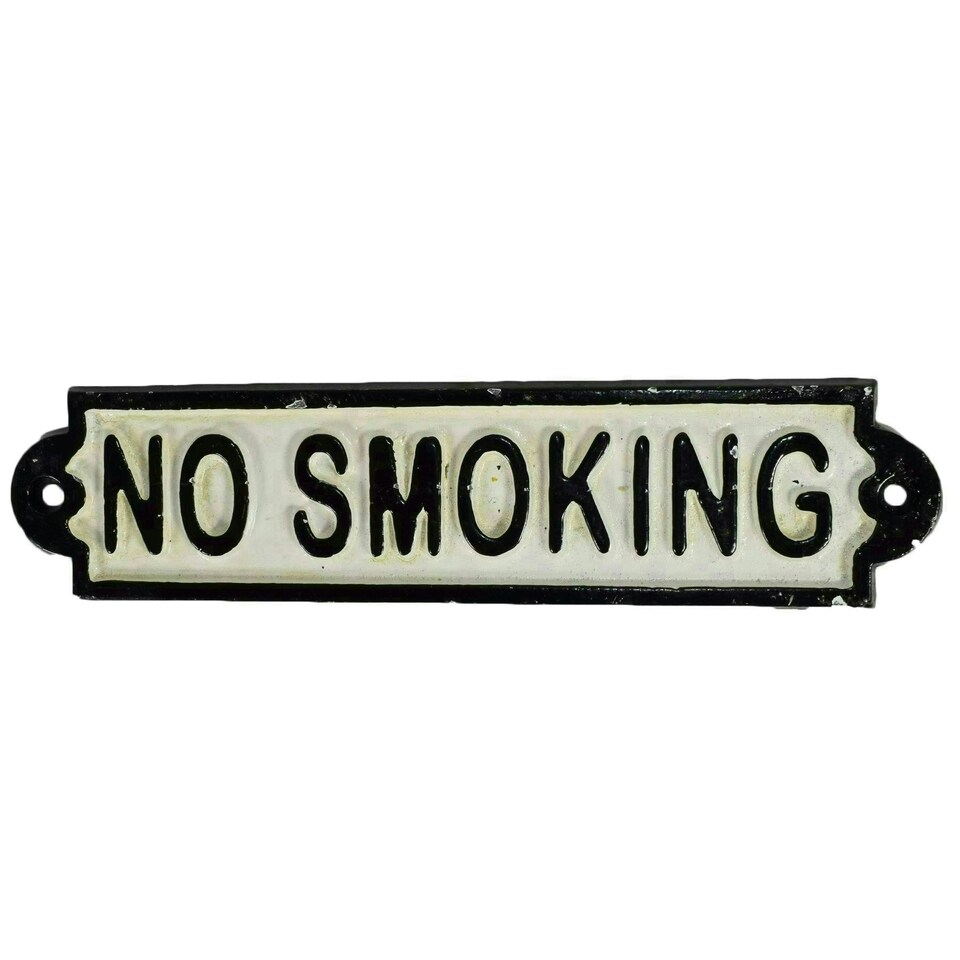 image 1 of No Smoking Cast Iron Sign Plaque Door Wall Fence Post Cafe Shop Pub Hotel Bar