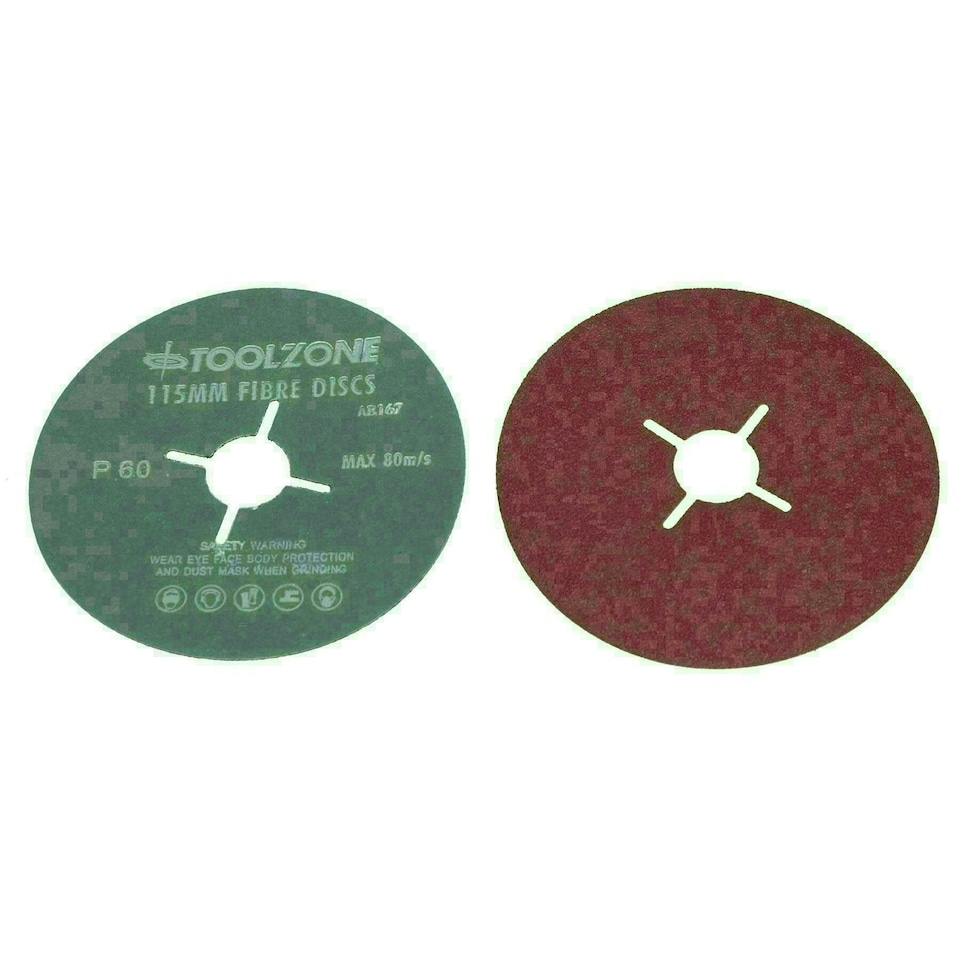image 1 of 115mm Fibre Sanding Discs 60 Grit Medium Disc For 4-1/2" Backing Pad 10 Pack