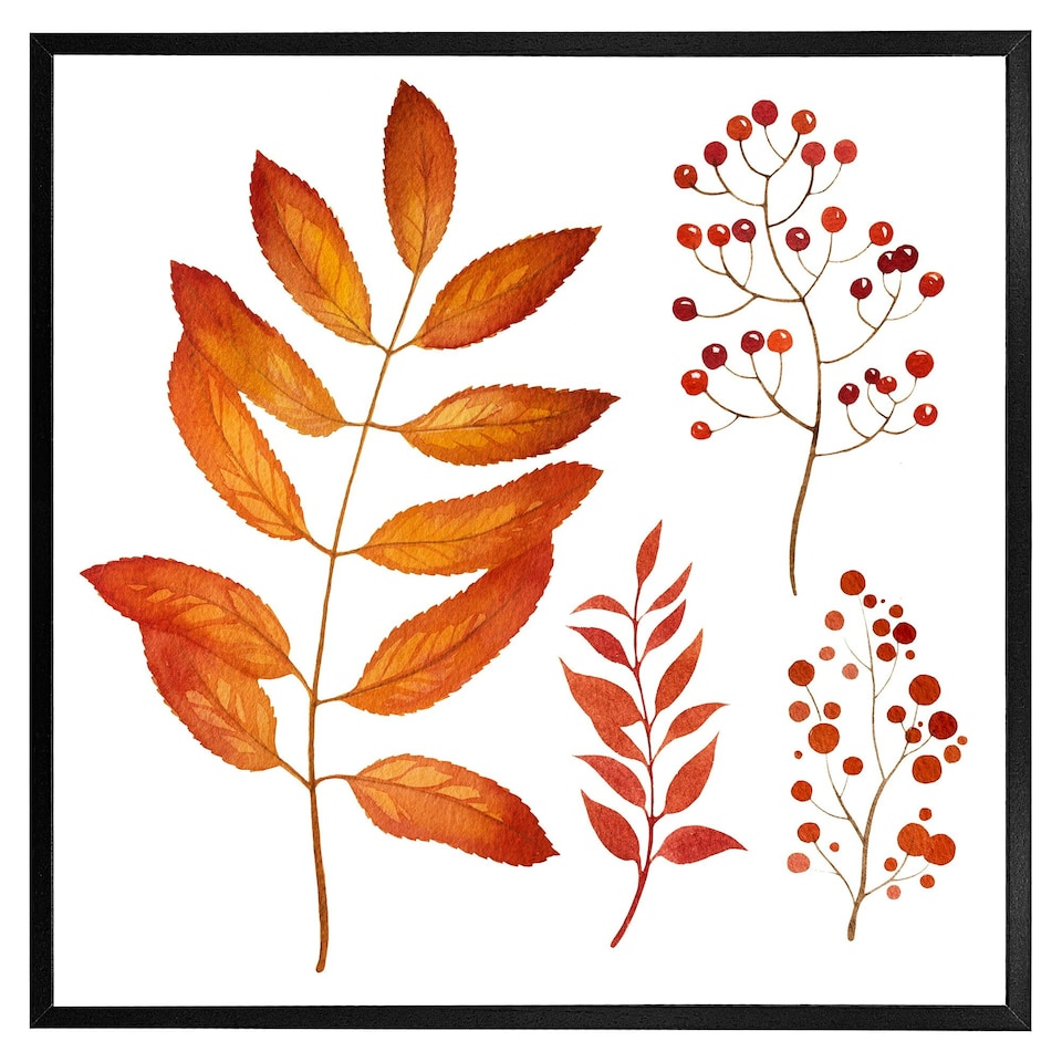 image 1 of Orange autumn leaves (Picture Frame) White | XS