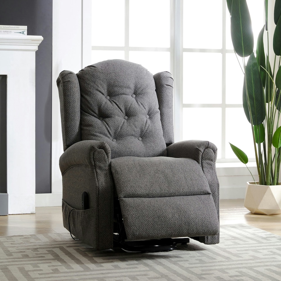 image 1 of Crawley Electric Lift-Assist Riser Recliner - Dark Grey
