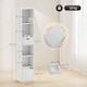 image 5 of HOMCOM 6-Tier Bookcase, Tall Narrow Bookshelf with Drawer, Door, Adjustable Shelf, Modern Display Standing Shelving Unit for Living Room, Home Office, Bedroom, 30 x 24 x 158 cm, White | White | White