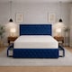 image 2 of 6FT Superking Blue Plush Velvet Divan Bed With Headboard & Footboard and Memory Sprung Mattress No Drawers