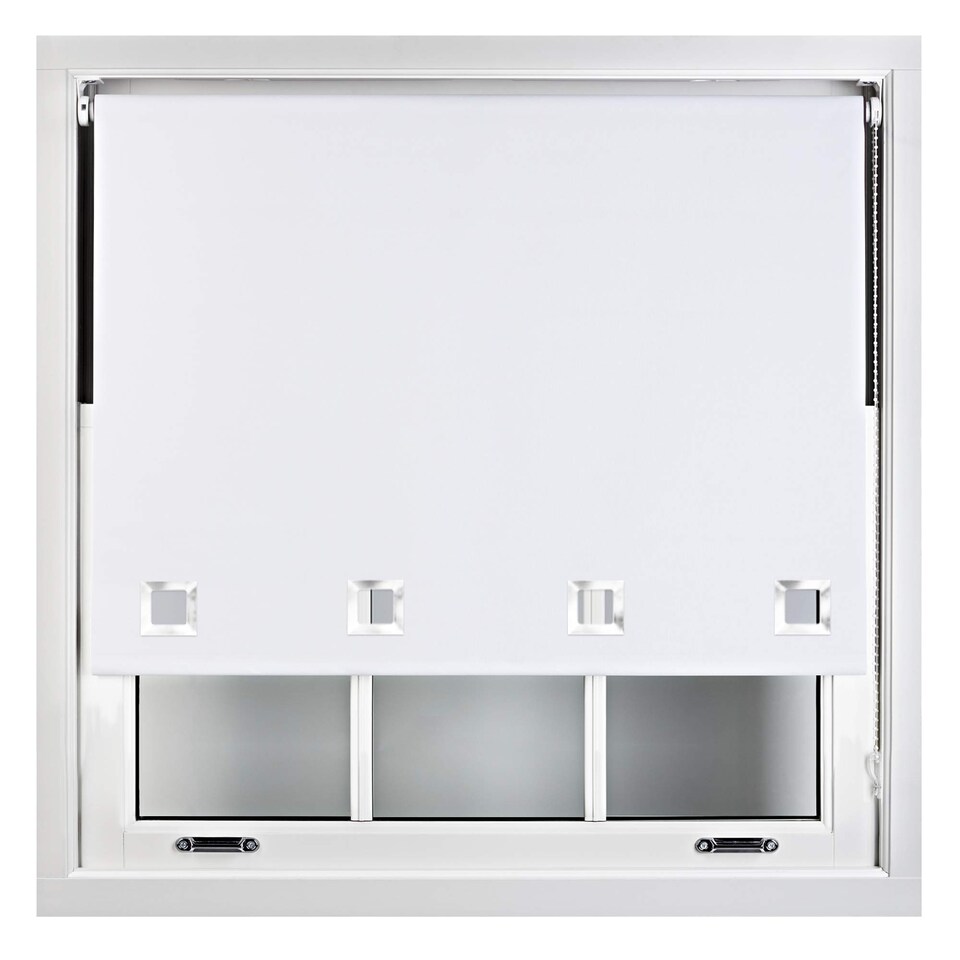 image 1 of FURNISHED Blackout Roller Blinds with Large Square Eyelets Made to Measure Window Shade | White | White | (W) 90cm x (L) 210cm