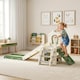 image 2 of AIYAPLAY Foldable 5 in 1 Kids Slide with Climber and Basketball Hoop, Cream